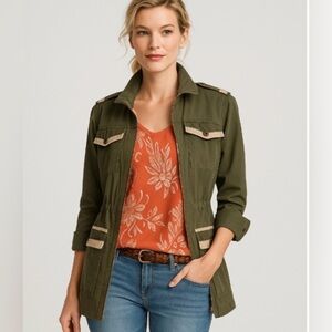 CAbi Olive Green Utility Military Safari Jacket XS